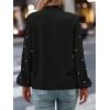 imageSweatyRocks Womens Pearls Bow Tie Mock Neck Long Sleeve Shirts Casual Loose Fit Blouse TopBlack