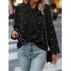 imageSweatyRocks Womens Pearls Bow Tie Mock Neck Long Sleeve Shirts Casual Loose Fit Blouse TopBlack