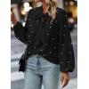 imageSweatyRocks Womens Pearls Bow Tie Mock Neck Long Sleeve Shirts Casual Loose Fit Blouse TopBlack