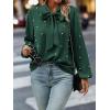 imageSweatyRocks Womens Pearls Bow Tie Mock Neck Long Sleeve Shirts Casual Loose Fit Blouse TopDark Green