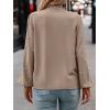 imageSweatyRocks Womens Pearls Bow Tie Mock Neck Long Sleeve Shirts Casual Loose Fit Blouse TopKhaki