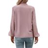 imageSweatyRocks Womens Pearls Bow Tie Mock Neck Long Sleeve Shirts Casual Loose Fit Blouse TopPink