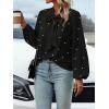 imageSweatyRocks Womens Pearls Bow Tie Mock Neck Long Sleeve Shirts Casual Loose Fit Blouse TopSolid Black