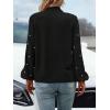 imageSweatyRocks Womens Pearls Bow Tie Mock Neck Long Sleeve Shirts Casual Loose Fit Blouse TopSolid Black