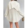 imageSweatyRocks Womens Pleated Long Sleeve Blouses Collar Button Down Work Office Shirt TopsApricot