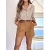 imageSweatyRocks Womens Striped Long Sleeve Collared Shirts Button Down Blouses with Pocket Dressy CasualKhaki