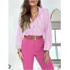 imageSweatyRocks Womens Striped Long Sleeve Collared Shirts Button Down Blouses with Pocket Dressy CasualPink