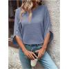 imageSweatyRocks Womens Swiss Dots 34 Sleeve Blouse Crew Neck Top Casual ShirtsDusty Blue