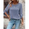imageSweatyRocks Womens Swiss Dots 34 Sleeve Blouse Crew Neck Top Casual ShirtsDusty Blue