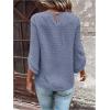 imageSweatyRocks Womens Swiss Dots 34 Sleeve Blouse Crew Neck Top Casual ShirtsDusty Blue