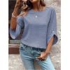 imageSweatyRocks Womens Swiss Dots 34 Sleeve Blouse Crew Neck Top Casual ShirtsDusty Blue