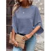 imageSweatyRocks Womens Swiss Dots 34 Sleeve Blouse Crew Neck Top Casual ShirtsDusty Blue