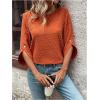 imageSweatyRocks Womens Swiss Dots 34 Sleeve Blouse Crew Neck Top Casual ShirtsOrange