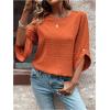 imageSweatyRocks Womens Swiss Dots 34 Sleeve Blouse Crew Neck Top Casual ShirtsOrange