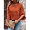 imageSweatyRocks Womens Swiss Dots 34 Sleeve Blouse Crew Neck Top Casual ShirtsOrange