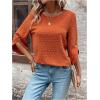 imageSweatyRocks Womens Swiss Dots 34 Sleeve Blouse Crew Neck Top Casual ShirtsOrange