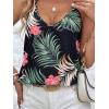 imageSweatyRocks Womens V Neck Floral Print Cami Tank Top Sleeveless Blouse ShirtBlack Leaf