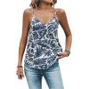 imageSweatyRocks Womens V Neck Floral Print Cami Tank Top Sleeveless Blouse ShirtBlue and White