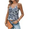 imageSweatyRocks Womens V Neck Floral Print Cami Tank Top Sleeveless Blouse ShirtBlue and White