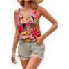 imageSweatyRocks Womens V Neck Floral Print Cami Tank Top Sleeveless Blouse ShirtHot Pink