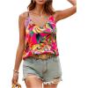 imageSweatyRocks Womens V Neck Floral Print Cami Tank Top Sleeveless Blouse ShirtHot Pink