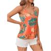 imageSweatyRocks Womens V Neck Floral Print Cami Tank Top Sleeveless Blouse ShirtOrange Floral