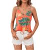 imageSweatyRocks Womens V Neck Floral Print Cami Tank Top Sleeveless Blouse ShirtOrange Floral