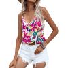 imageSweatyRocks Womens V Neck Floral Print Cami Tank Top Sleeveless Blouse ShirtPink