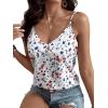 imageSweatyRocks Womens V Neck Floral Print Cami Tank Top Sleeveless Blouse ShirtSolid White Floral