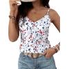 imageSweatyRocks Womens V Neck Floral Print Cami Tank Top Sleeveless Blouse ShirtSolid White Floral