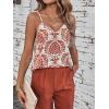 imageSweatyRocks Womens V Neck Floral Print Cami Tank Top Sleeveless Blouse ShirtWhite and Red