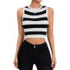 imageSweatyRocks Womens Casual Striped Sleeveless Crewneck Knitted Crop Tank TopsBlack and White