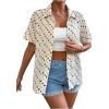 imageSweatyRocks Womens Polka Dots Button Down Shirts Collar Short Sleeve Casual Summer TopsWhite
