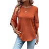 imageSweatyRocks Womens Swiss Dots 34 Sleeve Blouse Crew Neck Top Casual ShirtsOrange