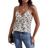 imageSweatyRocks Womens V Neck Floral Print Cami Tank Top Sleeveless Blouse ShirtWhite and Black