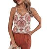 imageSweatyRocks Womens V Neck Floral Print Cami Tank Top Sleeveless Blouse ShirtWhite and Red