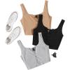 imageSweatyRocks Womens 3 Piece Button Ribbed Knit Crop Tank Top Scoop Neck Basic Cami TopsBlack Grey Khaki