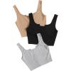 imageSweatyRocks Womens 3 Piece Button Ribbed Knit Crop Tank Top Scoop Neck Basic Cami TopsBlack Grey Khaki