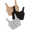 imageSweatyRocks Womens 3 Piece Button Ribbed Knit Crop Tank Top Scoop Neck Basic Cami TopsBlack Grey Khaki