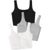 imageSweatyRocks Womens 3 Piece Button Ribbed Knit Crop Tank Top Scoop Neck Basic Cami TopsBlack White Grey