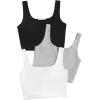 imageSweatyRocks Womens 3 Piece Button Ribbed Knit Crop Tank Top Scoop Neck Basic Cami TopsBlack White Grey