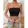imageSweatyRocks Womens Casual Sleeveless Smocked Bandeau Top Strapless Slim Fit Crop Tube TopsBlack