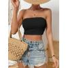 imageSweatyRocks Womens Casual Sleeveless Smocked Bandeau Top Strapless Slim Fit Crop Tube TopsBlack