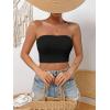 imageSweatyRocks Womens Casual Sleeveless Smocked Bandeau Top Strapless Slim Fit Crop Tube TopsBlack