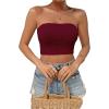 imageSweatyRocks Womens Casual Sleeveless Smocked Bandeau Top Strapless Slim Fit Crop Tube TopsBurgundy