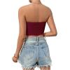 imageSweatyRocks Womens Casual Sleeveless Smocked Bandeau Top Strapless Slim Fit Crop Tube TopsBurgundy