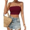 imageSweatyRocks Womens Casual Sleeveless Smocked Bandeau Top Strapless Slim Fit Crop Tube TopsBurgundy