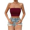 imageSweatyRocks Womens Casual Sleeveless Smocked Bandeau Top Strapless Slim Fit Crop Tube TopsBurgundy