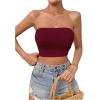 imageSweatyRocks Womens Casual Sleeveless Smocked Bandeau Top Strapless Slim Fit Crop Tube TopsBurgundy