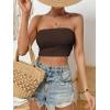 imageSweatyRocks Womens Casual Sleeveless Smocked Bandeau Top Strapless Slim Fit Crop Tube TopsChocolate Brown